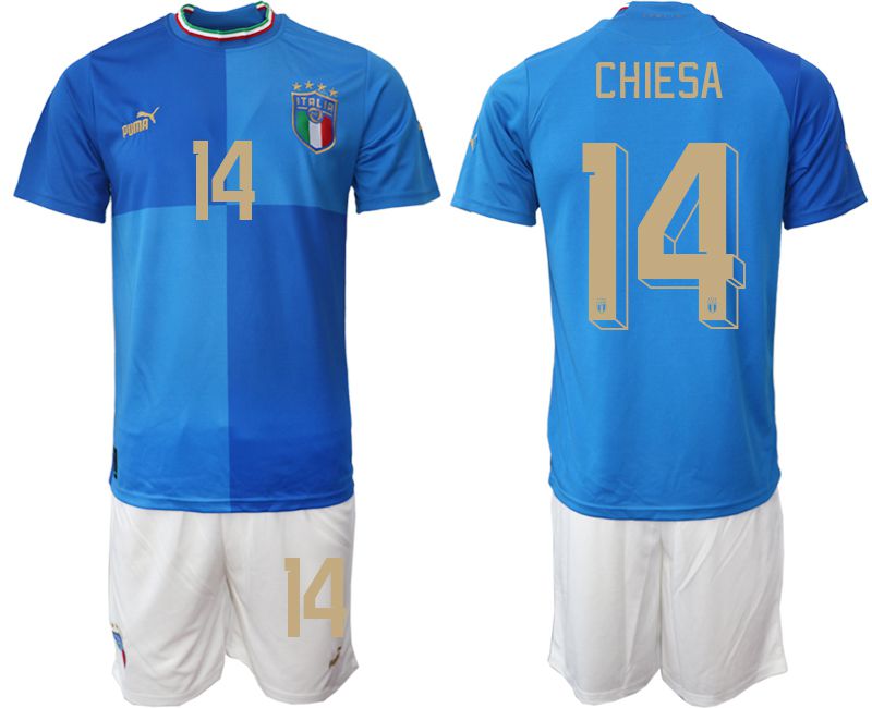 Men 2022 World Cup National Team Italy home blue 14 Soccer Jerseys